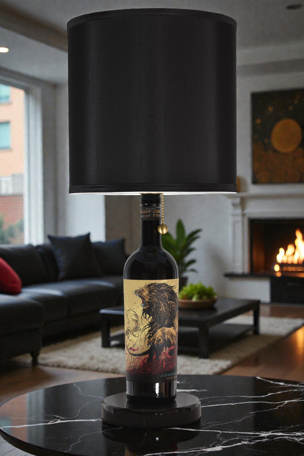 Reclaimed 2021 Juggernaut Cabernet Sauvignon Wine Bottle Lamp